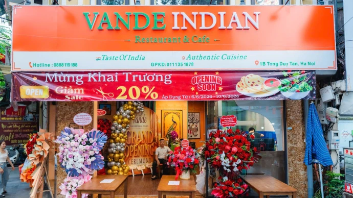 Vande Indian Restaurant storefront in Hanoi