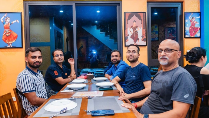 Guests dining at Vande Indian Restaurant and Cafe in Hanoi