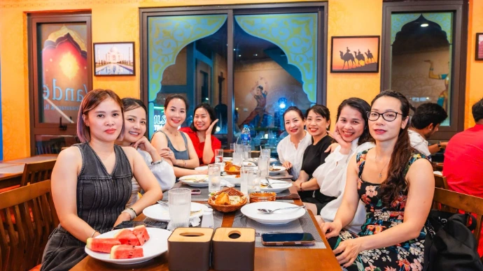 Cozy dining table setup at Vande Indian Restaurant and Cafe Hanoi