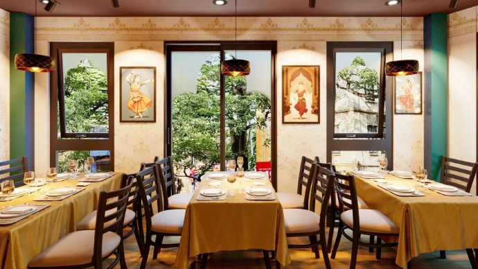 Indian restaurant interior at Vande Indian Restaurant and Cafe Hanoi